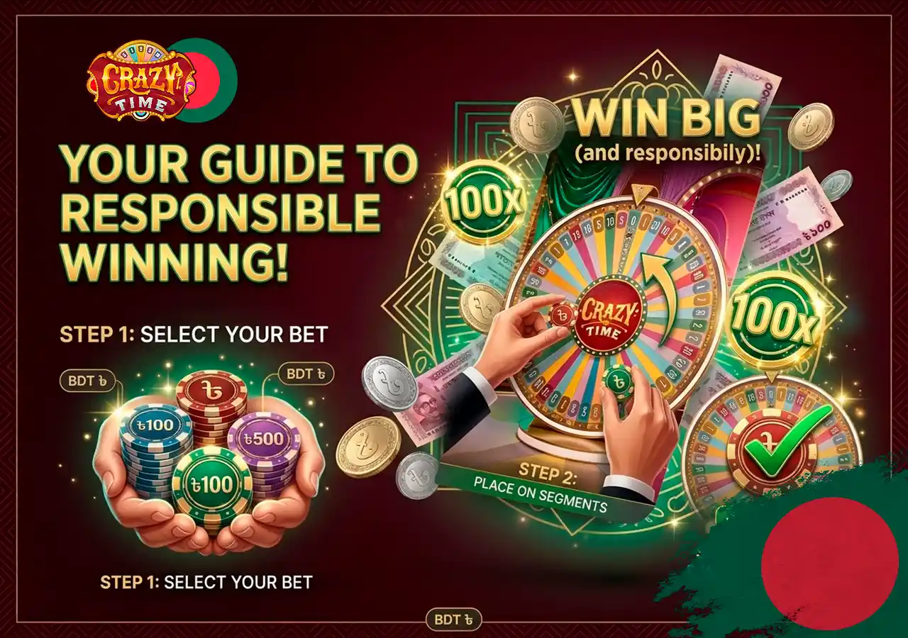 Step by step guide to placing bets on Crazy Time segments using BDT in live casino